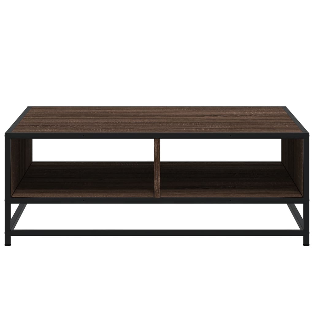 vidaXL Coffee Table Brown Oak 80x80x30 cm Engineered Wood and Metal 5