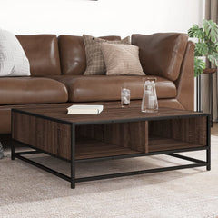 vidaXL Coffee Table Brown Oak 80x80x30 cm Engineered Wood and Metal 1