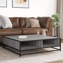 vidaXL Coffee Table Grey Sonoma 100x100x30 cm Engineered Wood and Metal 3