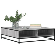 vidaXL Coffee Table Grey Sonoma 100x100x30 cm Engineered Wood and Metal 4