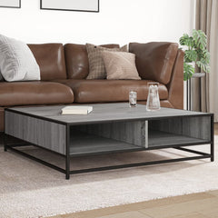 vidaXL Coffee Table Grey Sonoma 100x100x30 cm Engineered Wood and Metal 1
