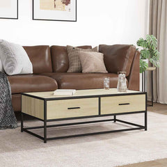 vidaXL Coffee Table Sonoma Oak 100x50x35 cm Engineered Wood and Metal 3