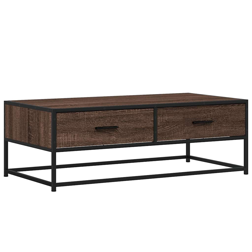 vidaXL Coffee Table Brown Oak 100x50x35 cm Engineered Wood and Metal 2