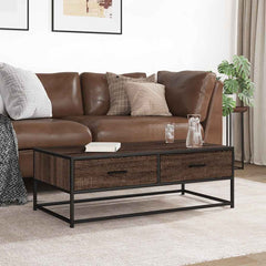 vidaXL Coffee Table Brown Oak 100x50x35 cm Engineered Wood and Metal 3