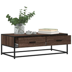 vidaXL Coffee Table Brown Oak 100x50x35 cm Engineered Wood and Metal 4