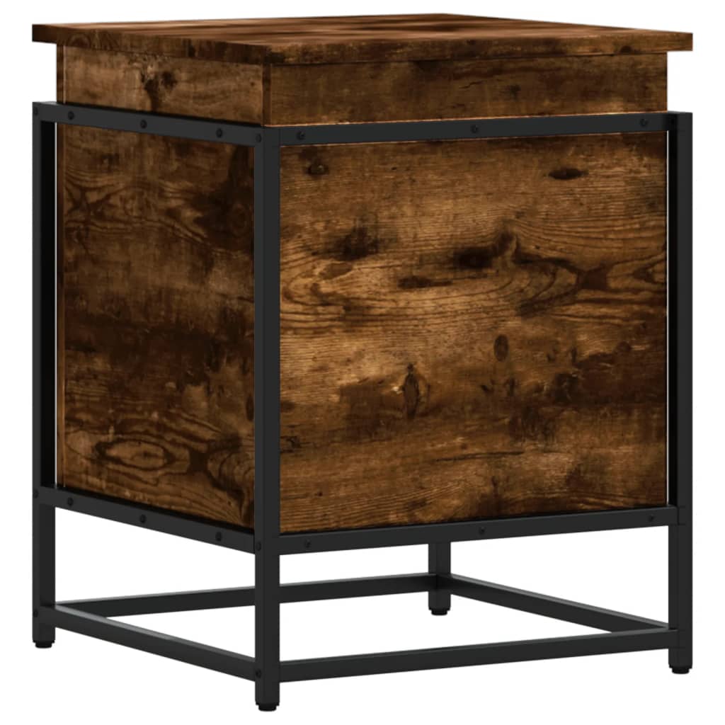 vidaXL Storage Box with Lid Smoked Oak 40x40x51.5 cm Engineered Wood 2