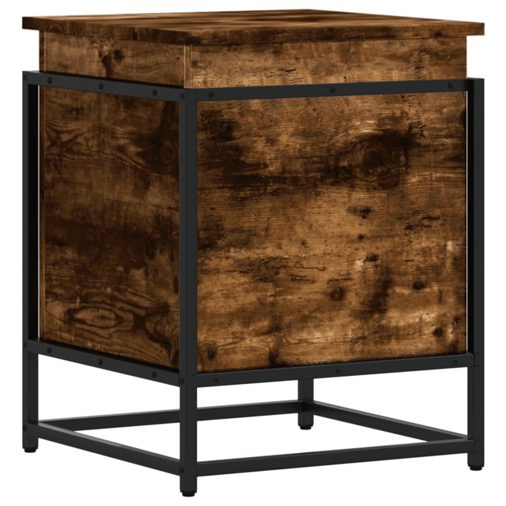 vidaXL Storage Box with Lid Smoked Oak 40x40x51.5 cm Engineered Wood 6