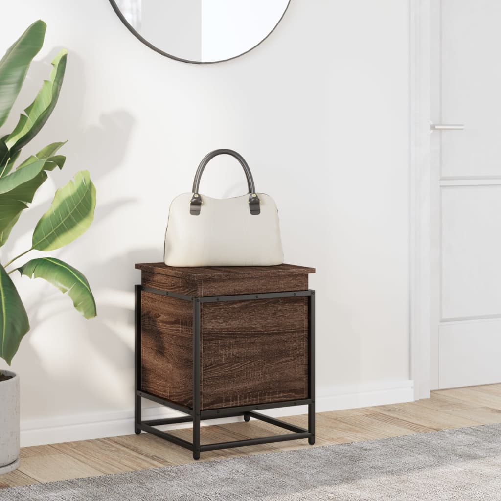 vidaXL Storage Box with Lid Brown Oak 40x40x51.5 cm Engineered Wood 3