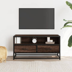 vidaXL TV Cabinet Brown Oak 80x34.5x40 cm Engineered Wood and Metal 3