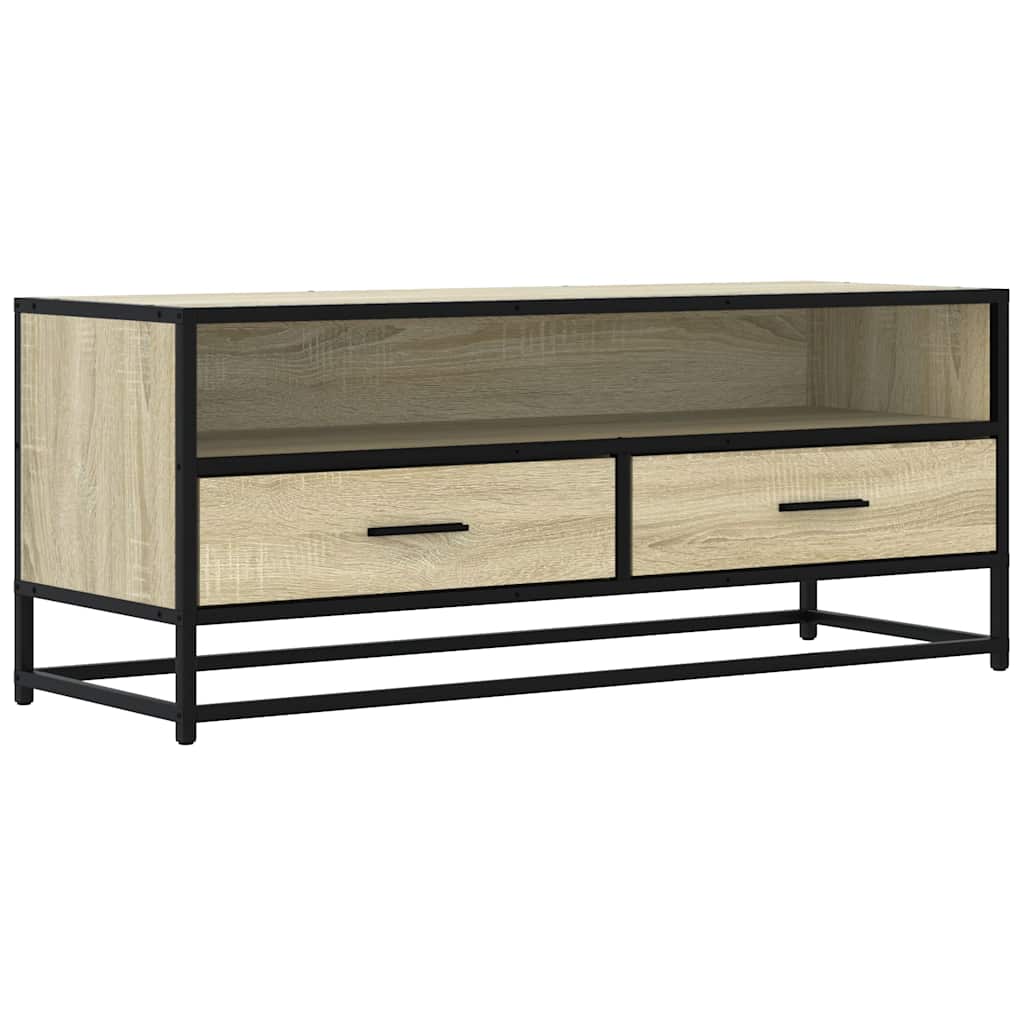 vidaXL TV Cabinet Sonoma Oak 100x34.5x40 cm Engineered Wood and Metal 2