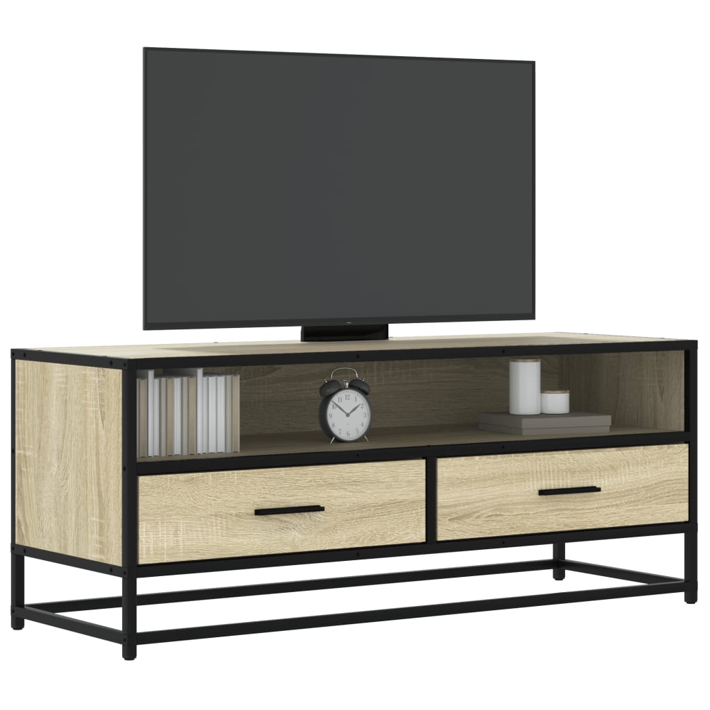 vidaXL TV Cabinet Sonoma Oak 100x34.5x40 cm Engineered Wood and Metal 1