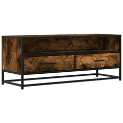 vidaXL TV Cabinet Smoked Oak 100x34.5x40 cm Engineered Wood and Metal 2
