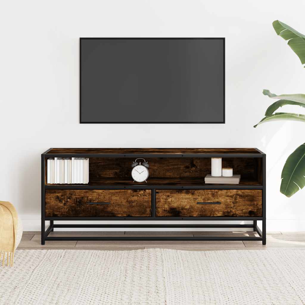 TV Cabinet 80x34,5x40 cm Engineered Wood and Metal Smoked oak 100 cm