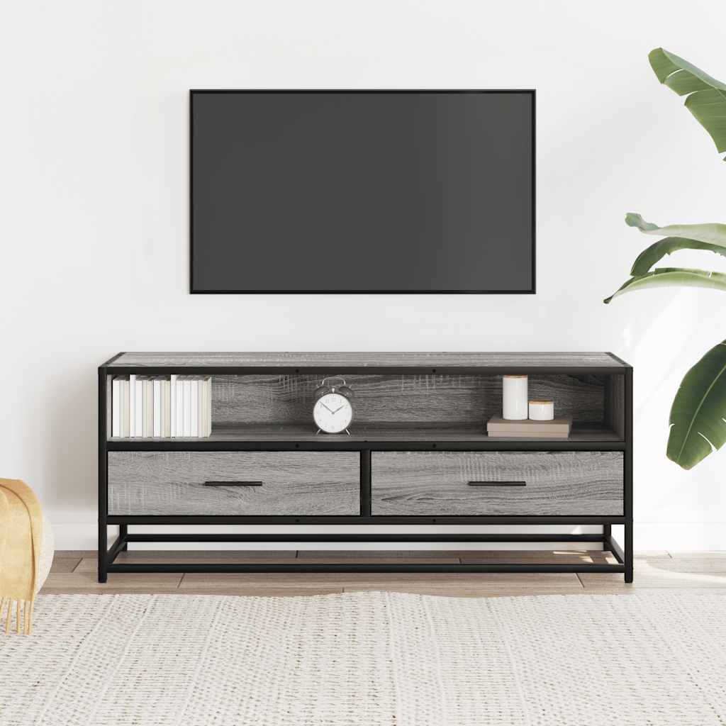 TV Cabinet 80x34,5x40 cm Engineered Wood and Metal Grey sonoma 100 cm