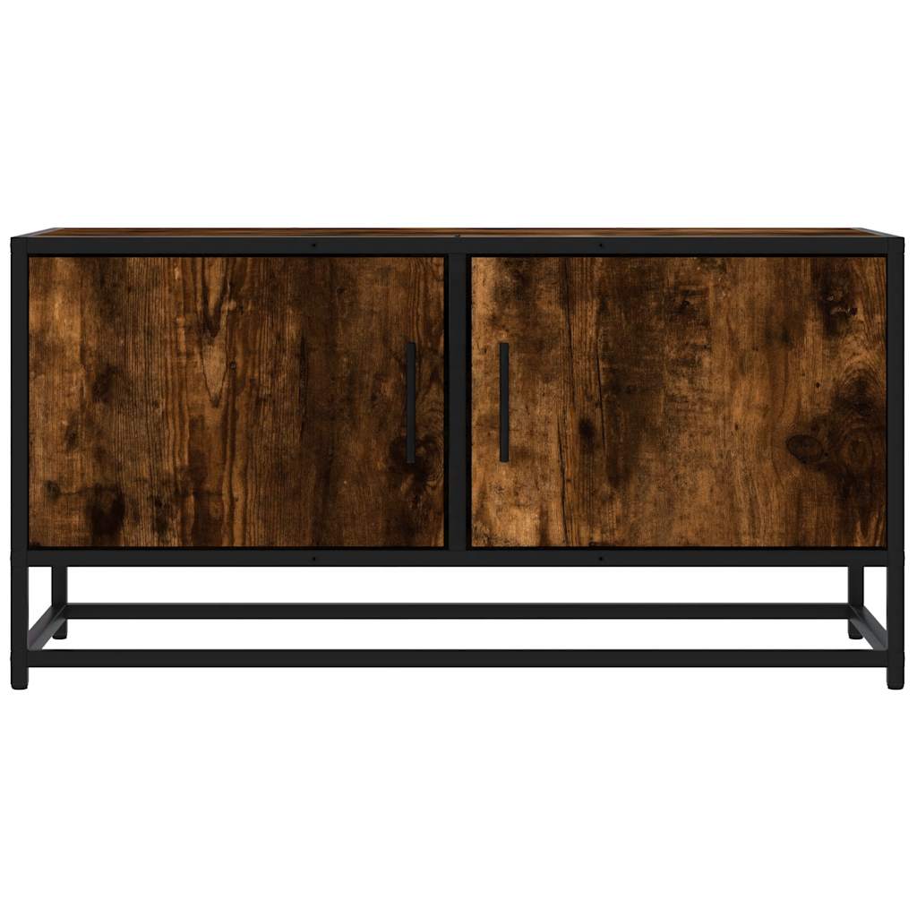 vidaXL TV Cabinet Smoked Oak 80x34.5x40 cm Engineered Wood and Metal 4