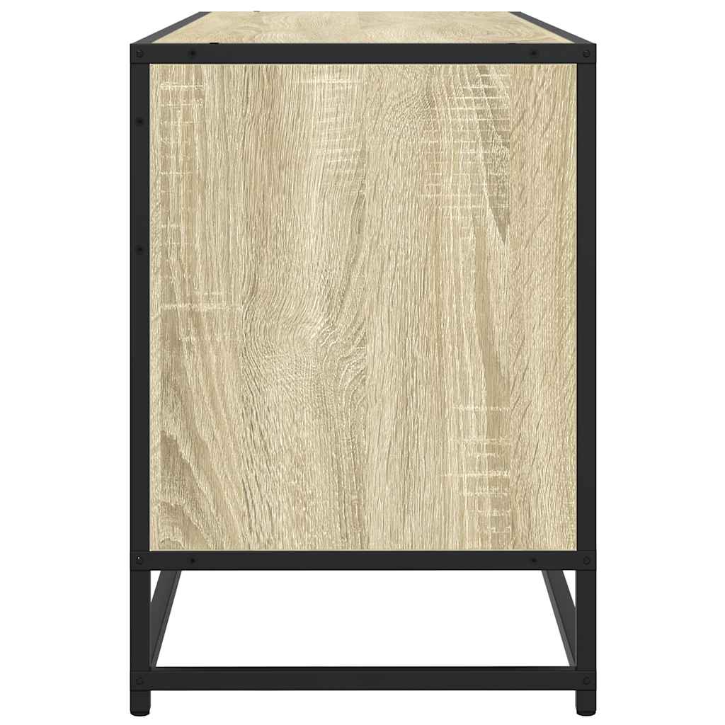 TV Cabinet 100x35x50 cm Engineered Wood and Metal Sonoma oak