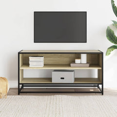 vidaXL TV Cabinet Sonoma Oak 91x40x46 cm Engineered Wood and Metal 3