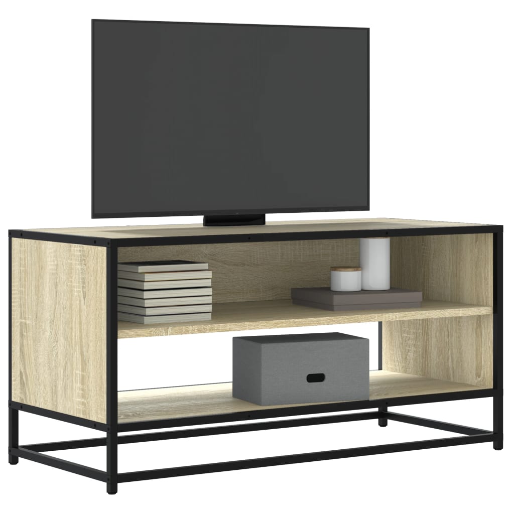 vidaXL TV Cabinet Sonoma Oak 91x40x46 cm Engineered Wood and Metal 1