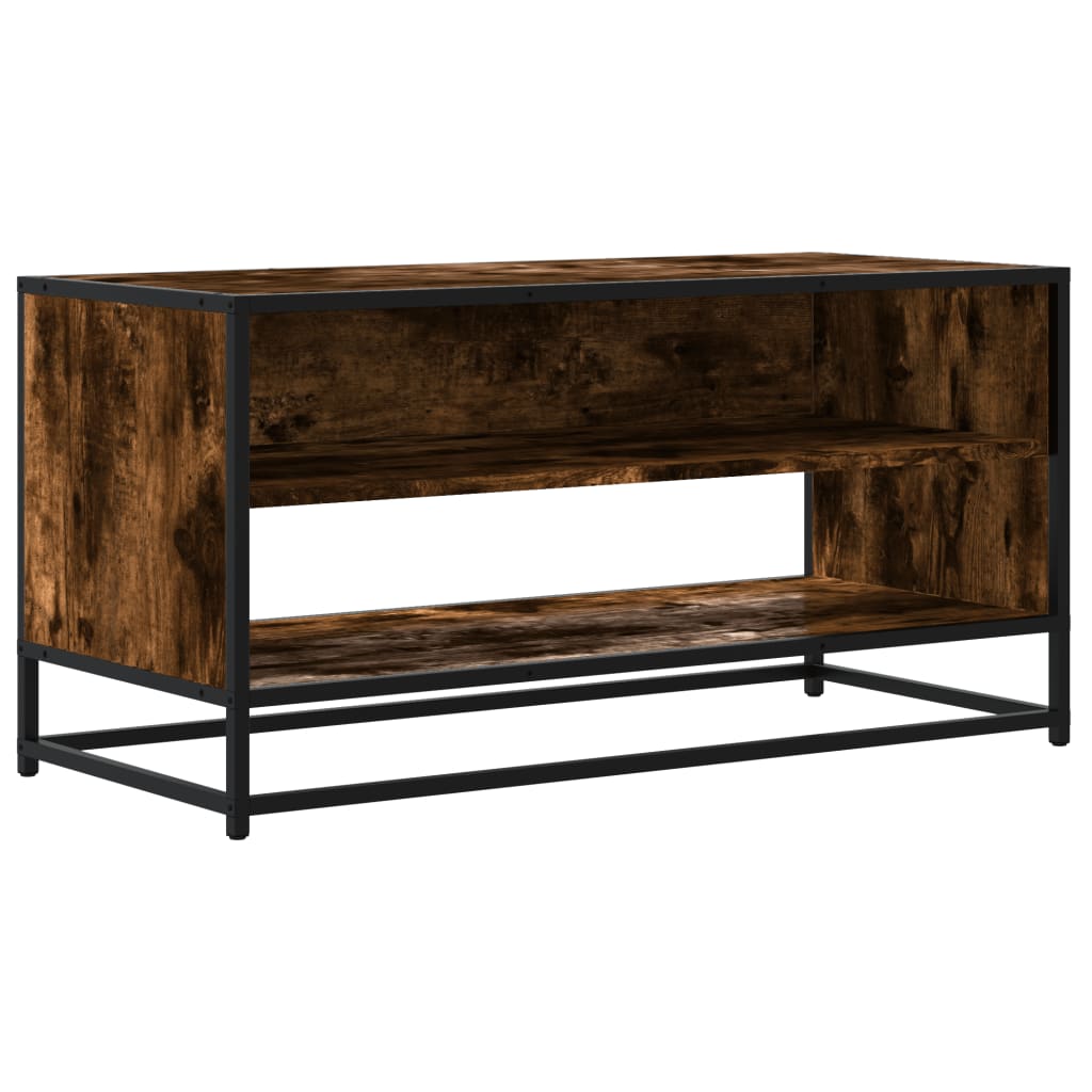 vidaXL TV Cabinet Smoked Oak 91x40x46 cm Engineered Wood and Metal 2