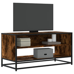 vidaXL TV Cabinet Smoked Oak 91x40x46 cm Engineered Wood and Metal 1