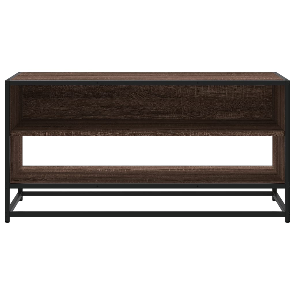 vidaXL TV Cabinet Brown Oak 91x40x46 cm Engineered Wood and Metal 4