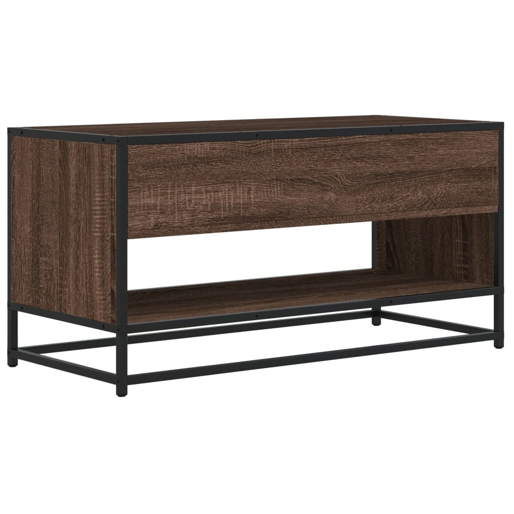 vidaXL TV Cabinet Brown Oak 91x40x46 cm Engineered Wood and Metal 5
