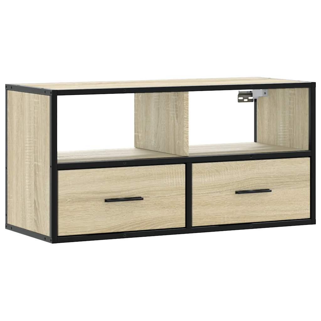 vidaXL TV Cabinet Sonoma Oak 80x31x39.5 cm Engineered Wood and Metal 2