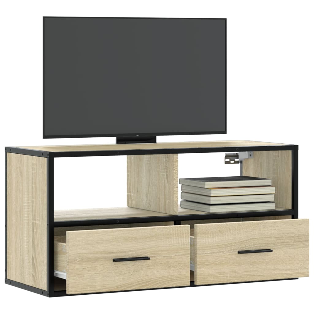 vidaXL TV Cabinet Sonoma Oak 80x31x39.5 cm Engineered Wood and Metal 1