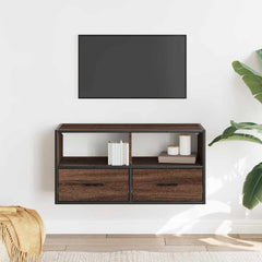 vidaXL TV Cabinet Brown Oak 80x31x39.5 cm Engineered Wood and Metal 3
