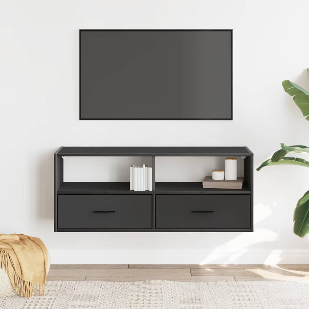 vidaXL TV Cabinet Black 100x31x39.5 cm Engineered Wood and Metal 3