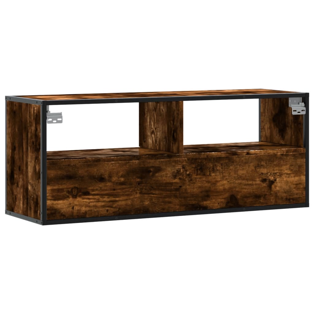 vidaXL TV Cabinet Smoked Oak 100x31x39.5 cm Engineered Wood and Metal 6