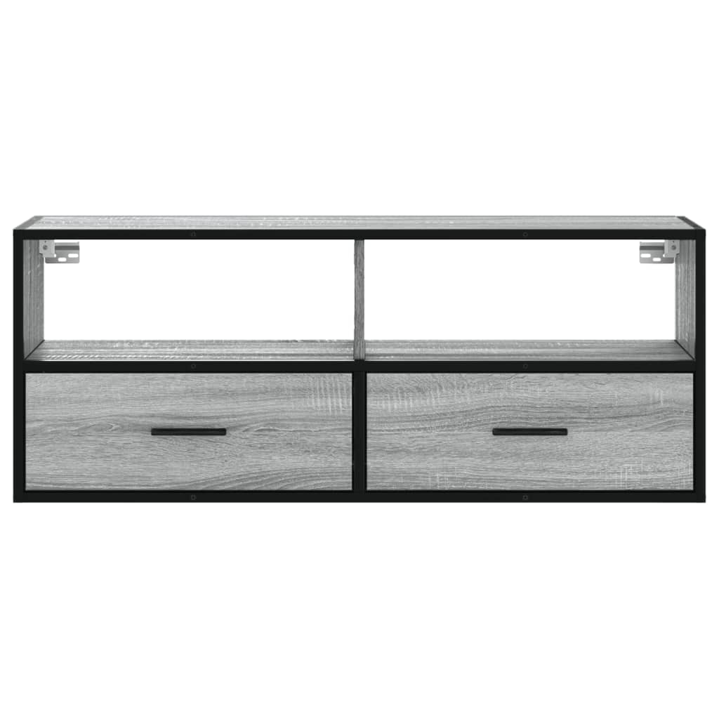 vidaXL TV Cabinet Grey Sonoma 100x31x39.5 cm Engineered Wood and Metal 4