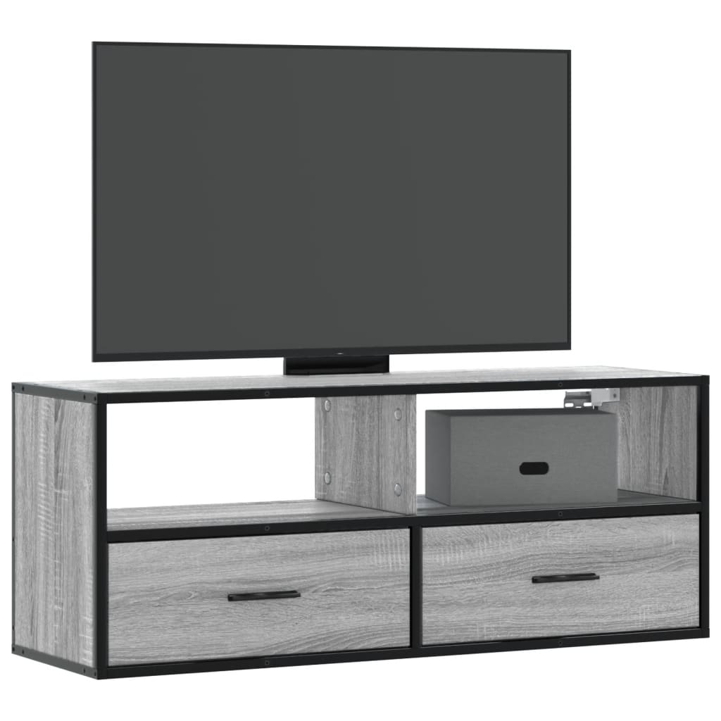 vidaXL TV Cabinet Grey Sonoma 100x31x39.5 cm Engineered Wood and Metal 1
