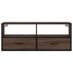 vidaXL TV Cabinet Brown Oak 100x31x39.5 cm Engineered Wood and Metal 4