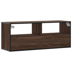 vidaXL TV Cabinet Brown Oak 100x31x39.5 cm Engineered Wood and Metal 6