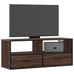 vidaXL TV Cabinet Brown Oak 100x31x39.5 cm Engineered Wood and Metal 1