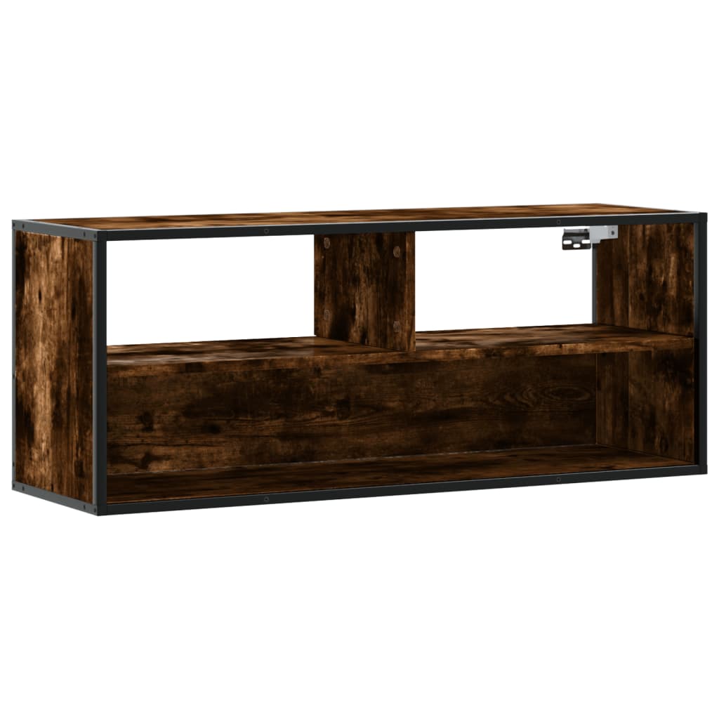 vidaXL TV Cabinet Smoked Oak 100x31x39.5 cm Engineered Wood and Metal 2