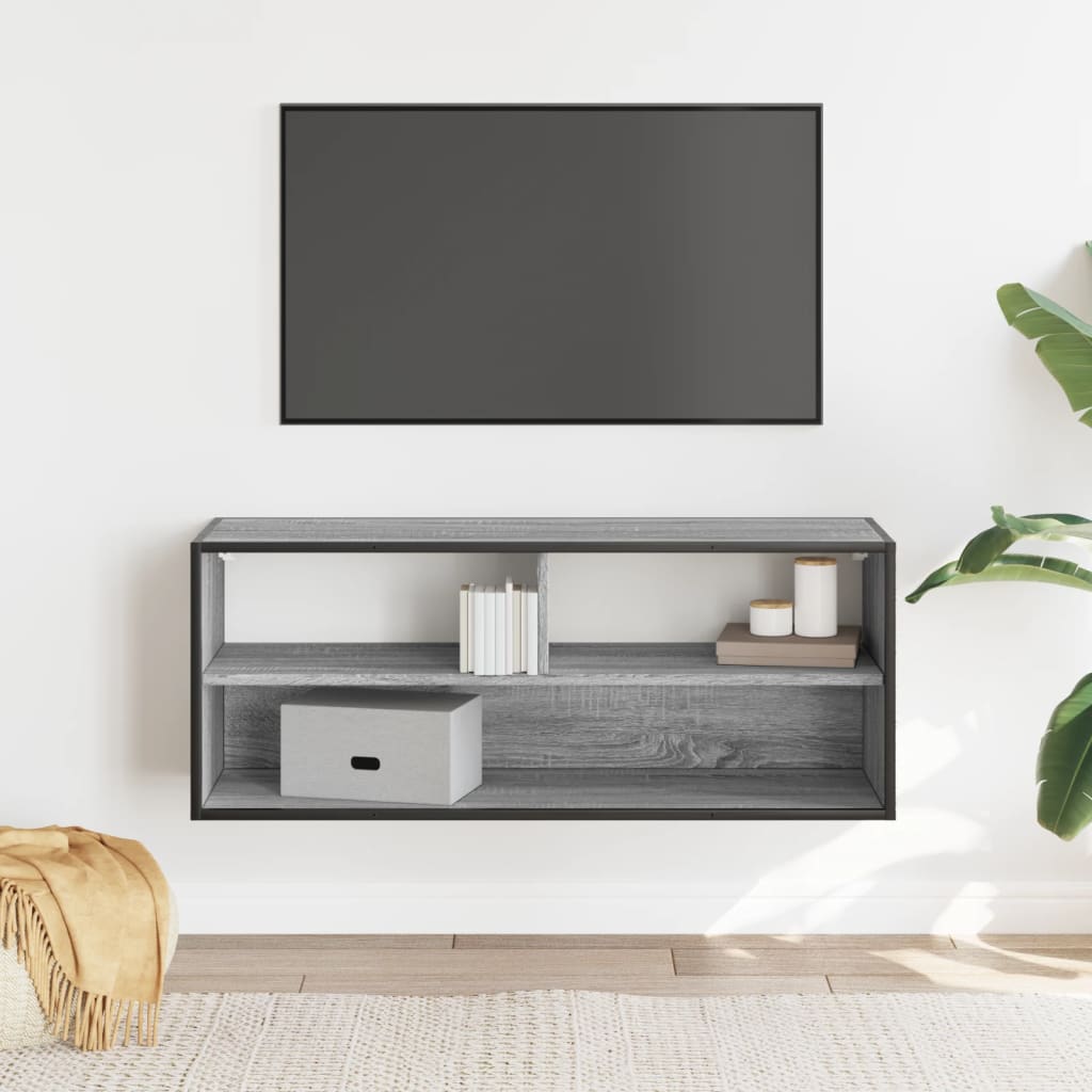 vidaXL TV Cabinet Grey Sonoma 100x31x39.5 cm Engineered Wood and Metal 3