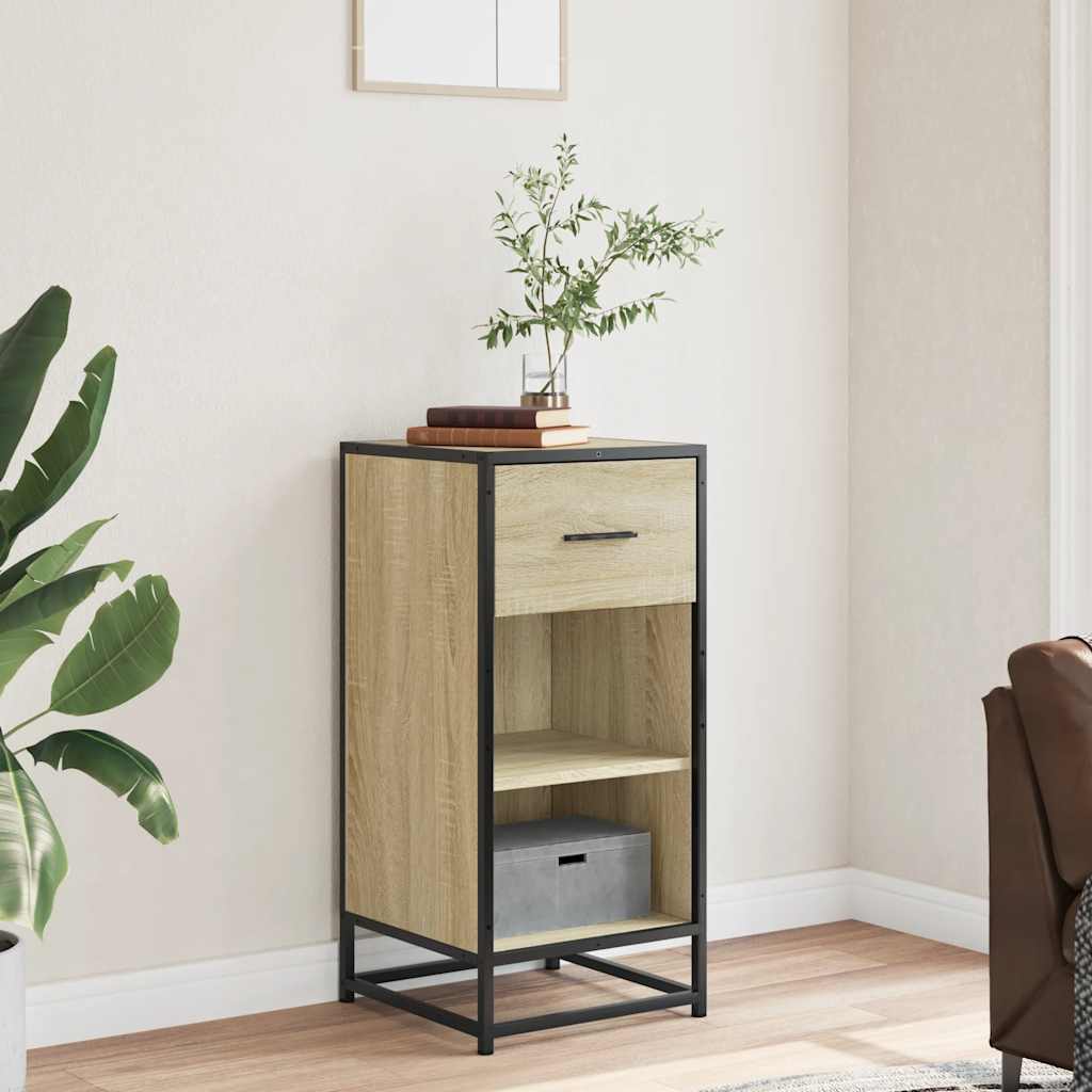 vidaXL Sideboard Sonoma Oak 35.5x35x76 cm Engineered Wood and Metal 3