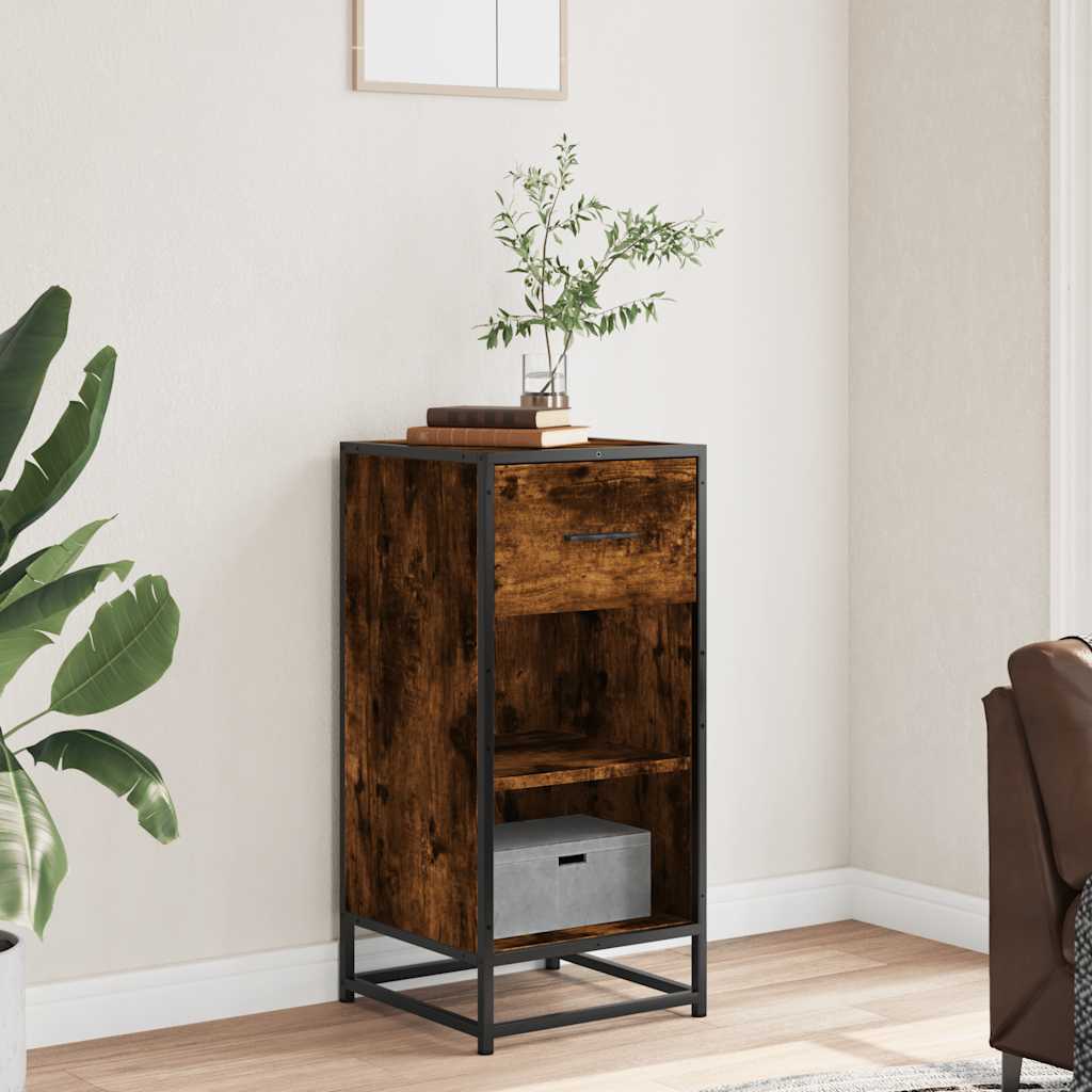 vidaXL Sideboard Smoked Oak 35.5x35x76 cm Engineered Wood and Metal 3