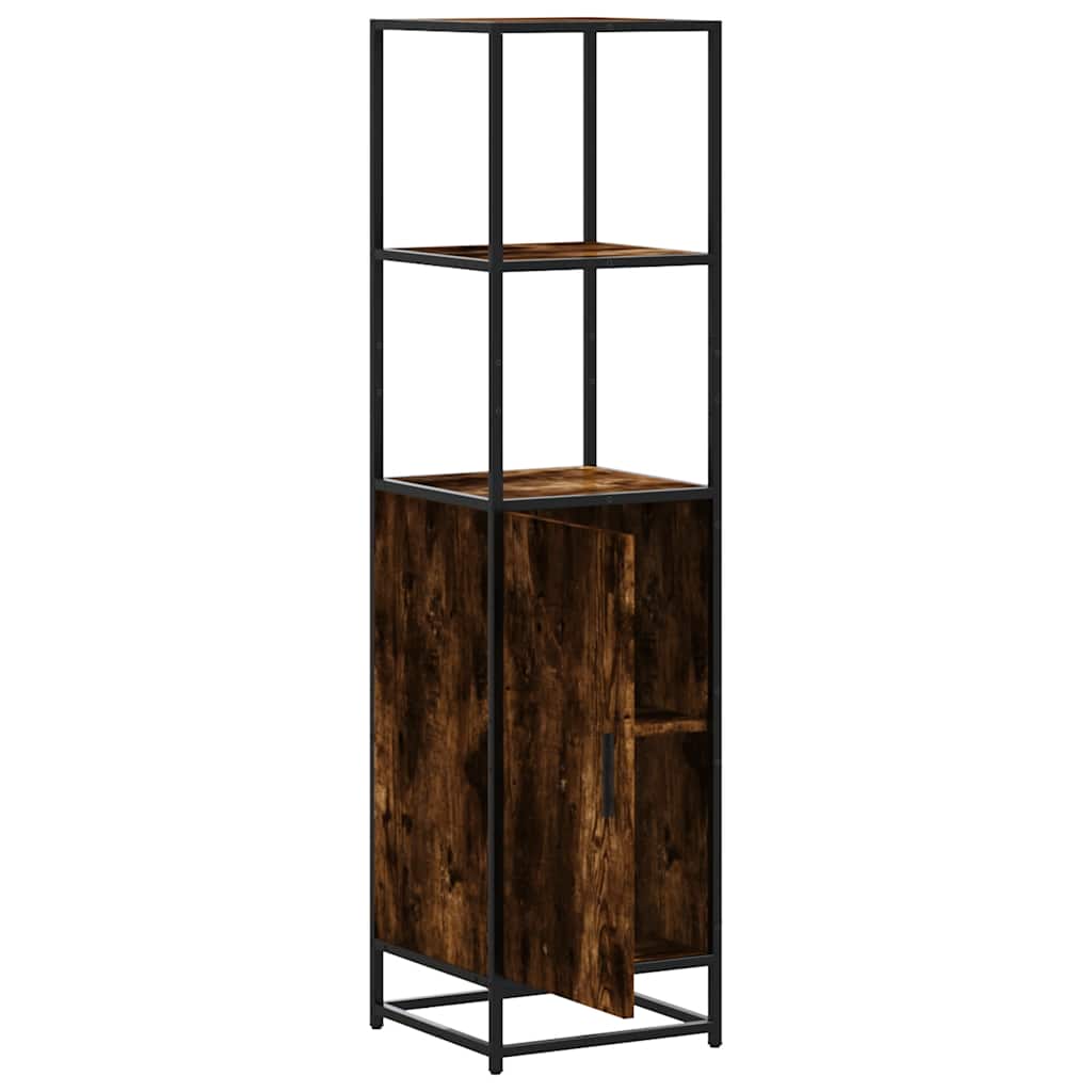 vidaXL Highboard Smoked Oak 35.5x35x139 cm Engineered Wood and Metal 5