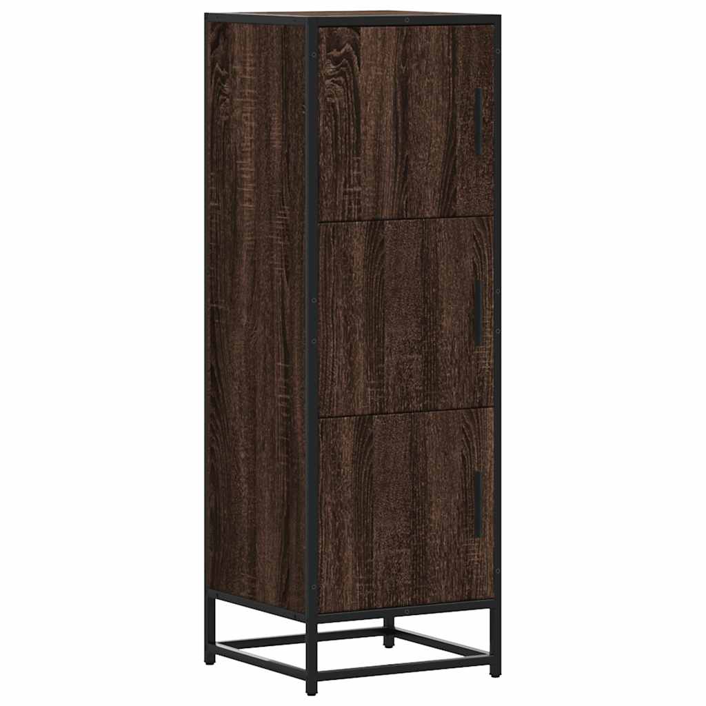 vidaXL Highboard Brown Oak 35.5x35x106.5 cm Engineered Wood and Metal 2