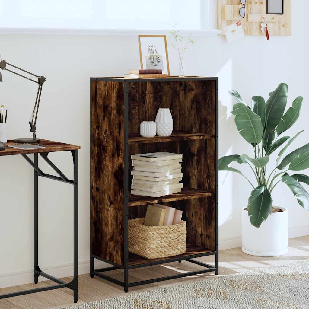 vidaXL Book Cabinet Smoked Oak 60x35x107.5 cm Engineered Wood 3