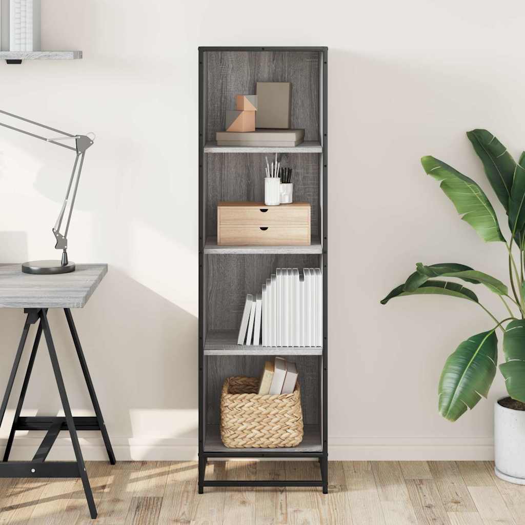 vidaXL Book Cabinet Grey Sonoma 40x35x139 cm Engineered Wood 3