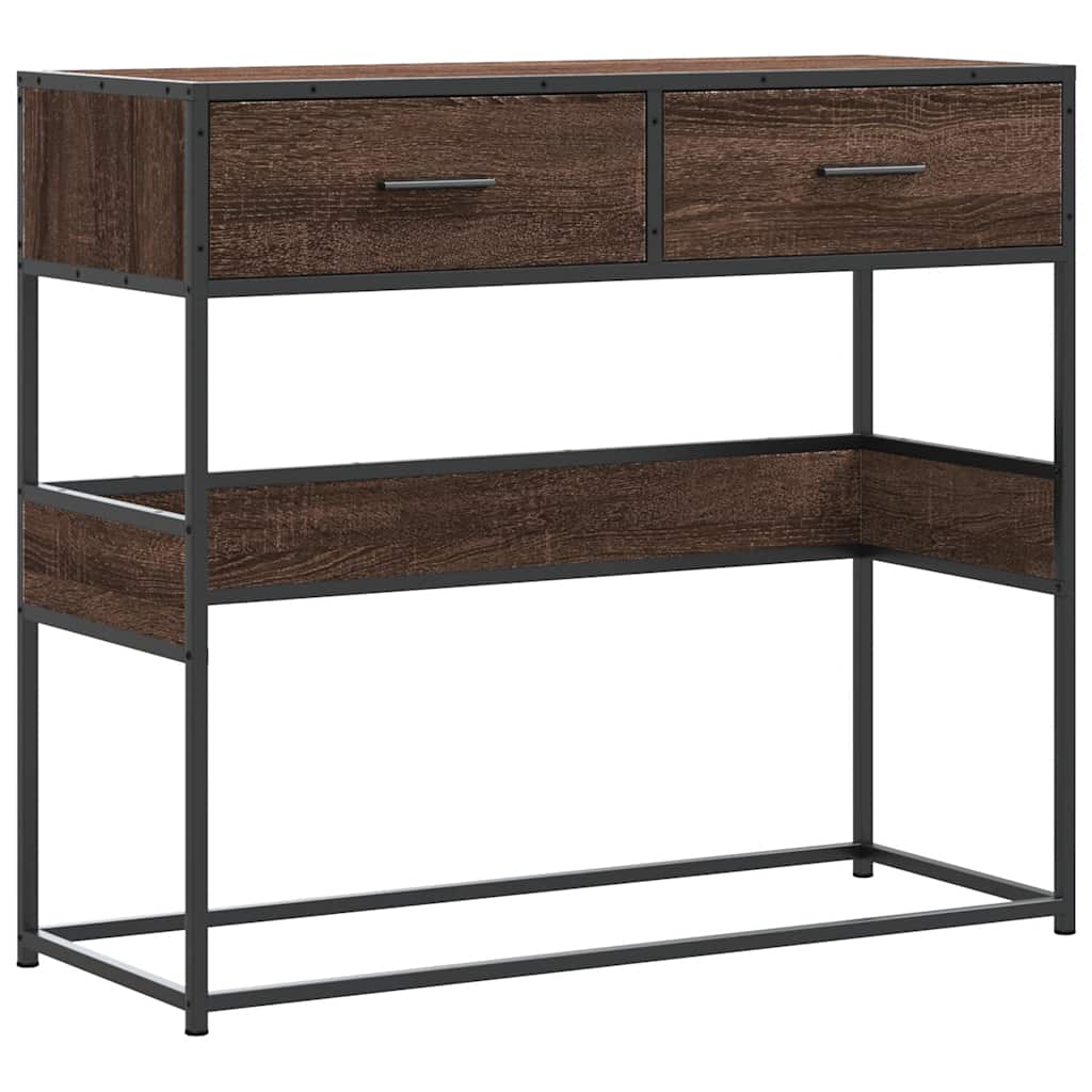 vidaXL Console Table Brown Oak 90x35x80 cm Engineered Wood 2
