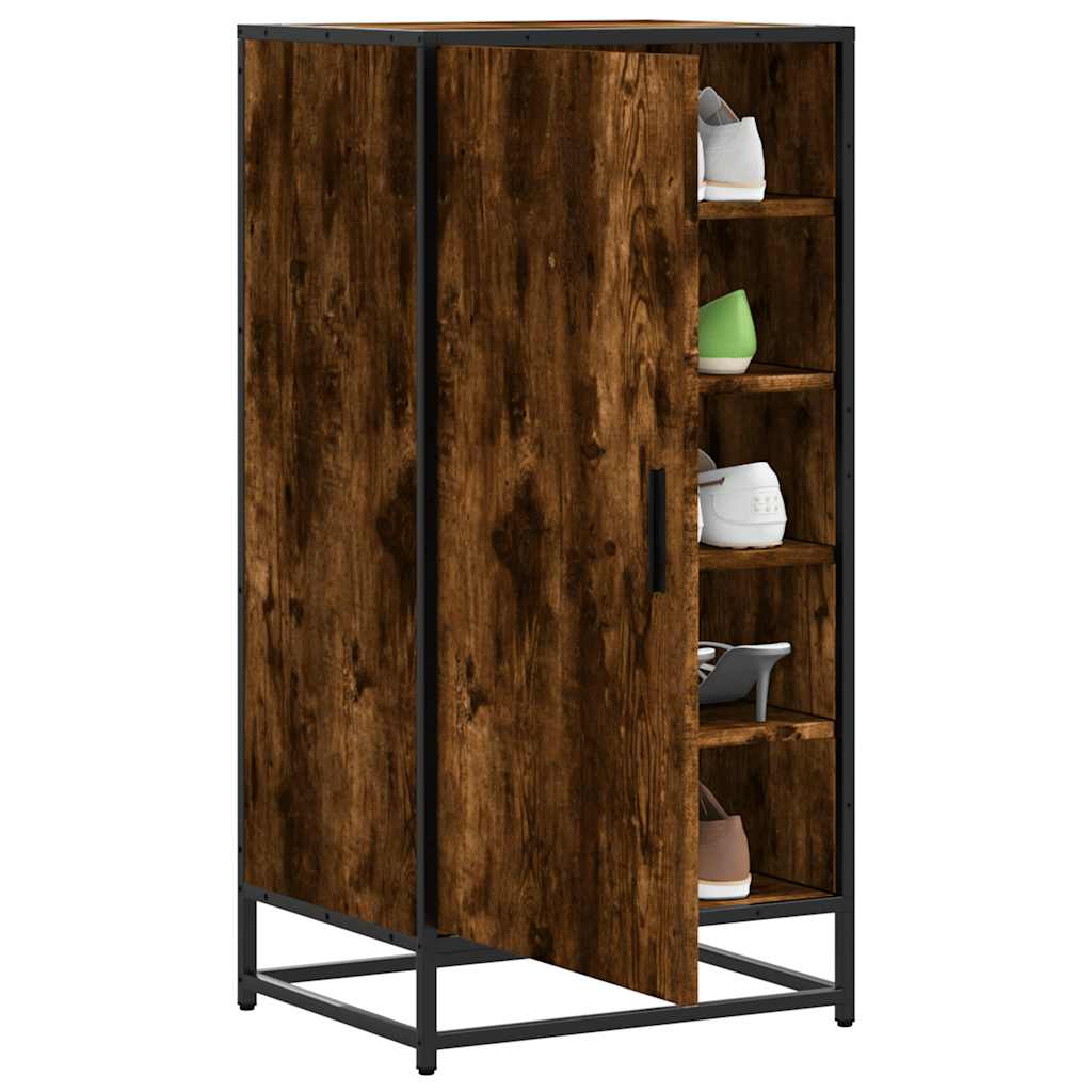 vidaXL Shoe Rack Smoked Oak 48x38x97.5 cm Engineered Wood 1