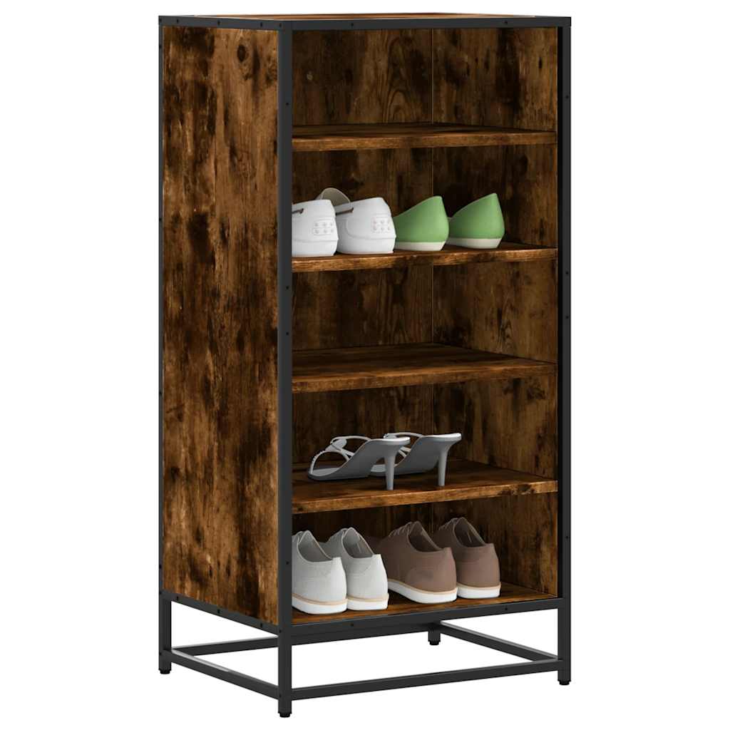 vidaXL Shoe Rack Smoked Oak 48x38x97.5 cm Engineered Wood 1