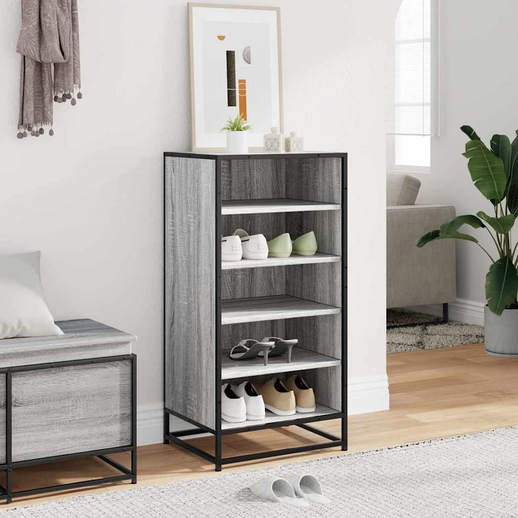 vidaXL Shoe Rack Grey Sonoma 48x38x97.5 cm Engineered Wood 3