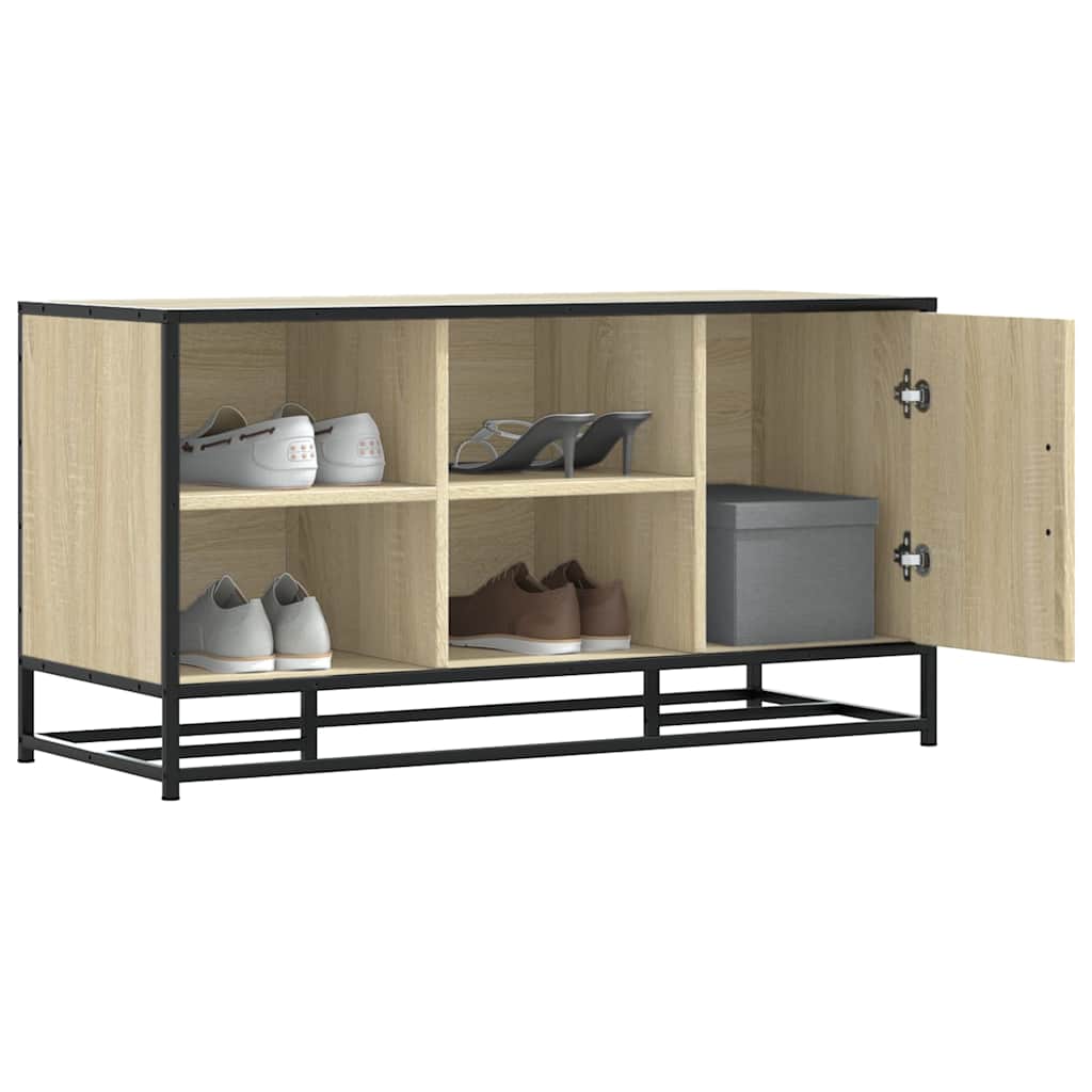 vidaXL Shoe Bench Sonoma Oak 100x40x53.5 cm Engineered Wood and Metal 1