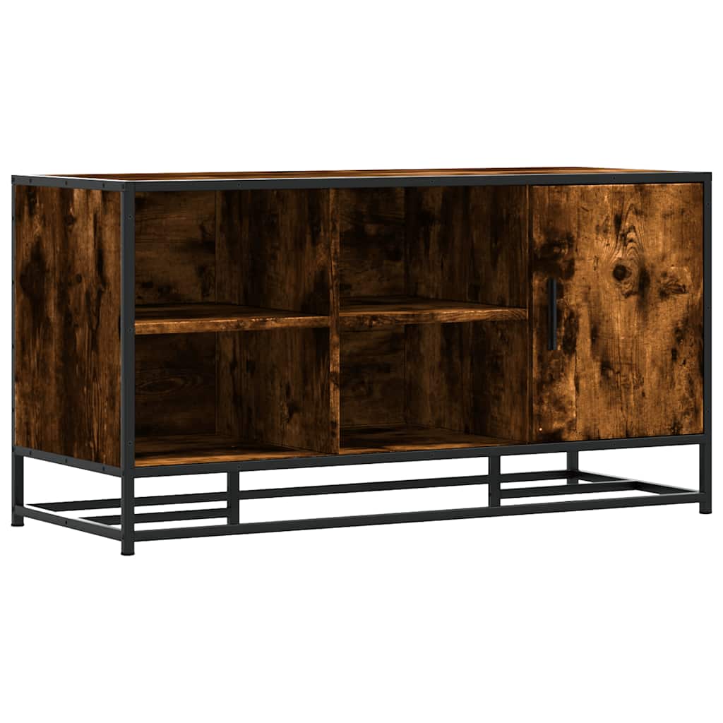 vidaXL Shoe Bench Smoked Oak 100x40x53.5 cm Engineered Wood and Metal 2